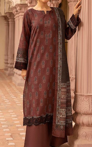 Motifz Sanguine Brown Khaddar Suit | Pakistani Winter Dresses in USA- Image 1