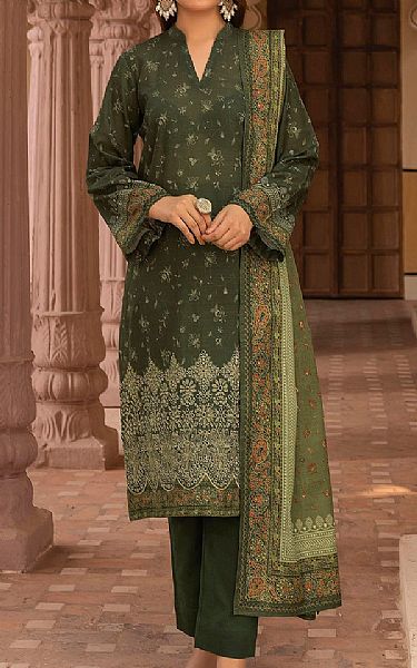Motifz Lunar Green Khaddar Suit | Pakistani Winter Dresses in USA- Image 1