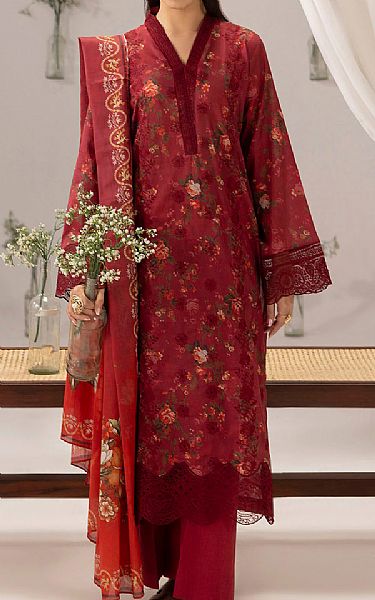 Motifz Wine Red Lawn Suit | Pakistani Lawn Dress in USA- Image 1