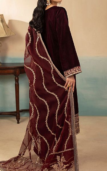 Motifz Maroon Velvet  Suit | Pakistani Winter Dresses in USA- Image 2