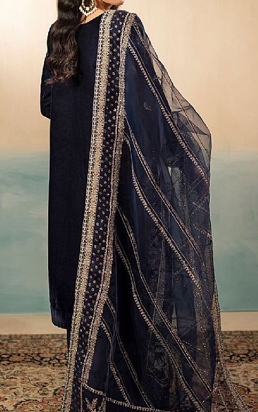 Motifz Navy Blue Velvet  Suit | Pakistani Winter Dresses in USA- Image 2