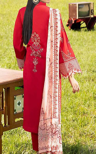 Muscari Red Satin Cotton Suit | Pakistani Dresses in USA- Image 2
