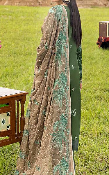 Muscari Fern Green Satin Cotton Suit | Pakistani Dresses in USA- Image 2