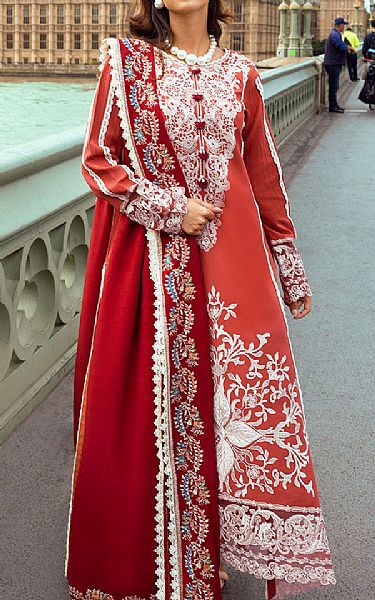 Mushq Persian Red Linen Suit | Pakistani Winter Dresses- Image 1