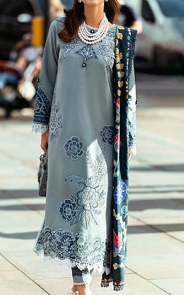 Mushq Bluish Grey Karandi Suit | Pakistani Winter Dresses- Image 1