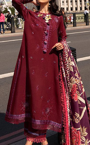 Mushq Maroon Linen Suit | Pakistani Winter Dresses- Image 1