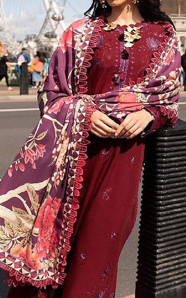 Mushq Maroon Linen Suit | Pakistani Winter Dresses- Image 2