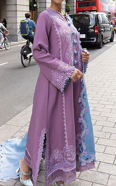 Mushq Mauve Linen Suit | Pakistani Winter Dresses- Image 2