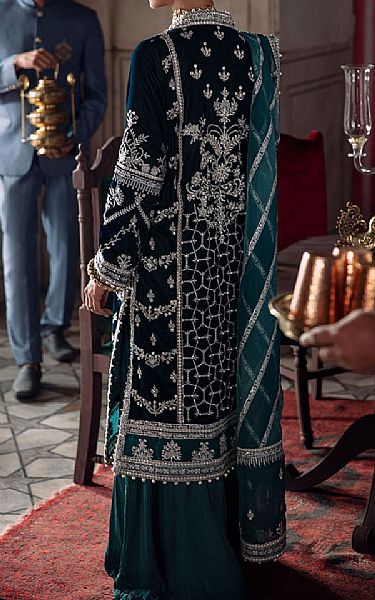 Mushq Teal Blue Velvet Suit | Pakistani Dresses in USA- Image 2