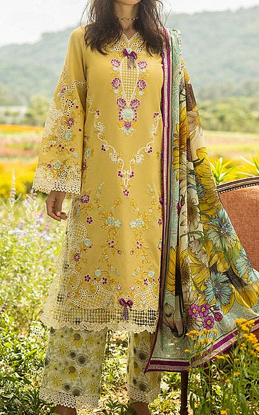 Mushq Yellow Lawn Suit | Pakistani Lawn Dress in USA- Image 1