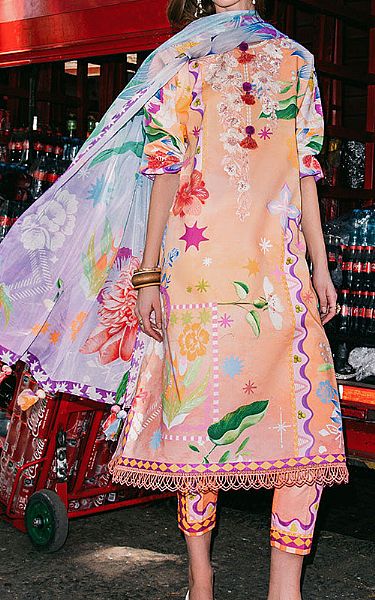 Mushq Peach Lawn Suit | Pakistani Lawn Dress in USA- Image 1