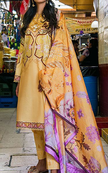 Mushq Beige Lawn Suit | Pakistani Lawn Dress in USA- Image 1
