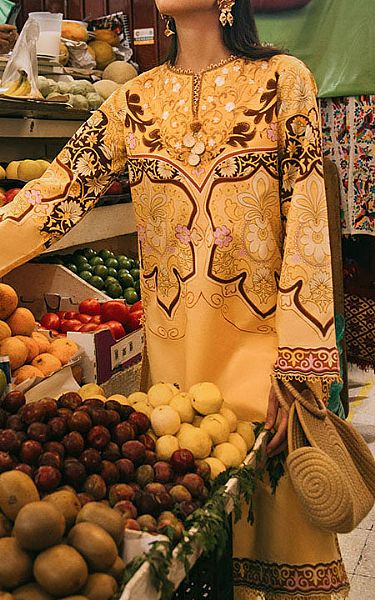 Mushq Beige Lawn Suit | Pakistani Lawn Dress in USA- Image 2