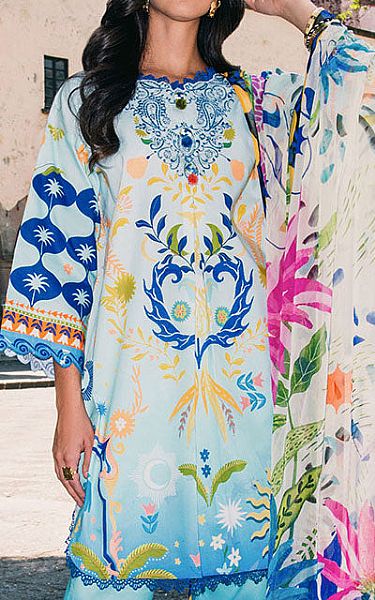 Mushq Light Blue Lawn Suit | Pakistani Lawn Dress in USA- Image 2