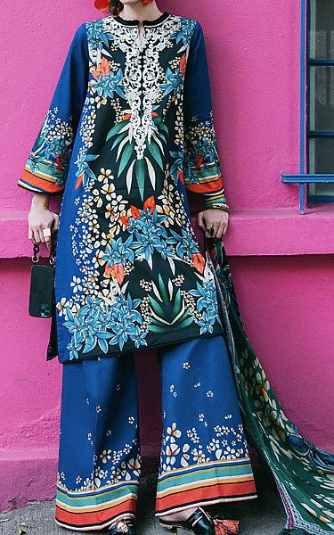 Mushq Navy Blue Lawn Suit | Pakistani Lawn Dress in USA- Image 1