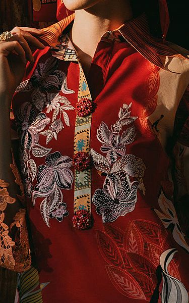 Mushq Flame Red Lawn Suit | Pakistani Lawn Dress in USA- Image 2