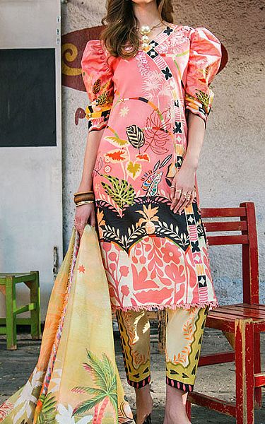 Mushq Rose Pink Lawn Suit | Pakistani Lawn Dress in USA- Image 1