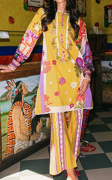 Mushq Mustard Lawn Suit | Pakistani Lawn Dress in USA- Image 1