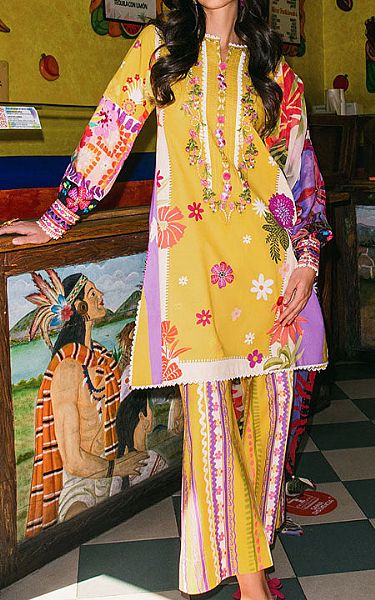 Mushq Mustard Lawn Suit | Pakistani Lawn Dress in USA- Image 2