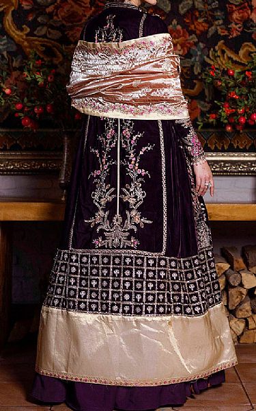 Mushq Egg Plant Velvet Suit | Pakistani Winter Dresses in USA- Image 2