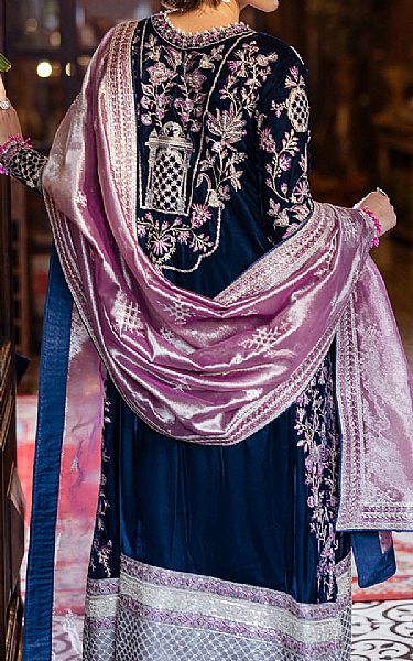 Mushq Midnight Blue Velvet Suit | Pakistani Winter Dresses in USA- Image 2