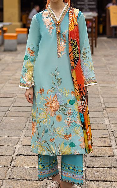 Mushq Turquoise Lawn Suit | Pakistani Lawn Dress in USA- Image 1