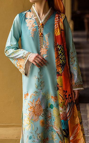 Mushq Turquoise Lawn Suit | Pakistani Lawn Dress in USA- Image 2