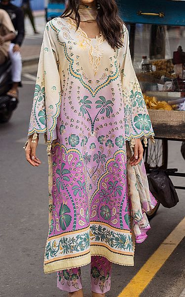 Mushq Ivory/Lilac Lawn Suit | Pakistani Lawn Dress in USA- Image 1