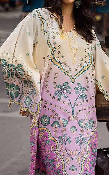 Mushq Ivory/Lilac Lawn Suit | Pakistani Lawn Dress in USA- Image 2