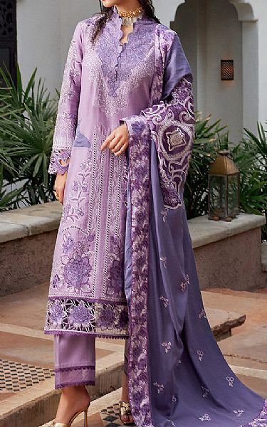 Mushq Lavender Sateen Suit | Pakistani Winter Dresses- Image 1