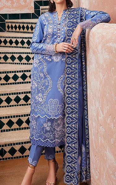 Mushq Cornflower Sateen Suit | Pakistani Winter Dresses- Image 1