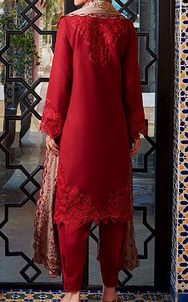 Mushq Scarlet Sateen Suit | Pakistani Winter Dresses- Image 2