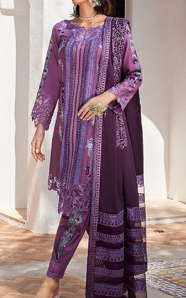 Mushq Plum Sateen Suit | Pakistani Winter Dresses- Image 1