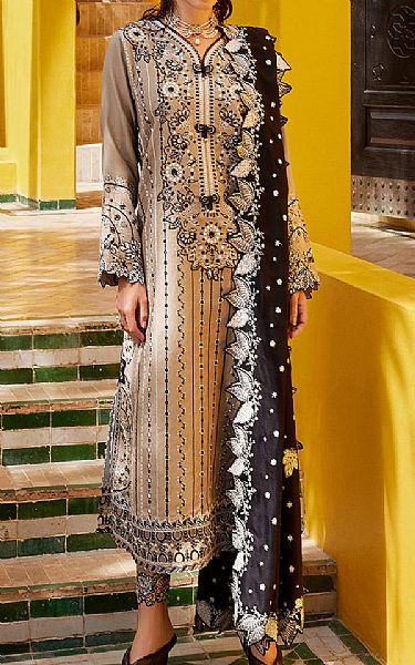 Mushq Beige Sateen Suit | Pakistani Winter Dresses- Image 1