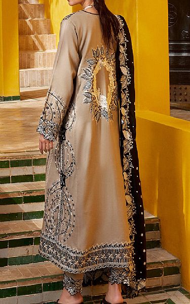 Mushq Beige Sateen Suit | Pakistani Winter Dresses- Image 2