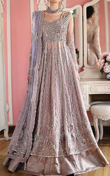 Mushq Lavender Net Suit | Pakistani Embroidered Chiffon Dresses USA- Image 1