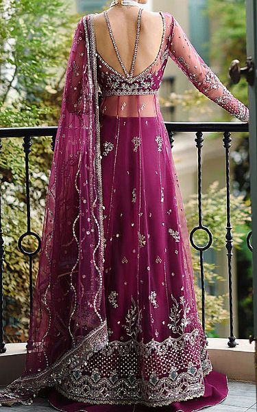 Mushq Purple Net Suit | Pakistani Embroidered Chiffon Dresses USA- Image 3
