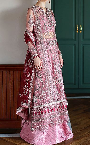 Mushq Pink Net Suit | Pakistani Embroidered Chiffon Dresses USA- Image 2