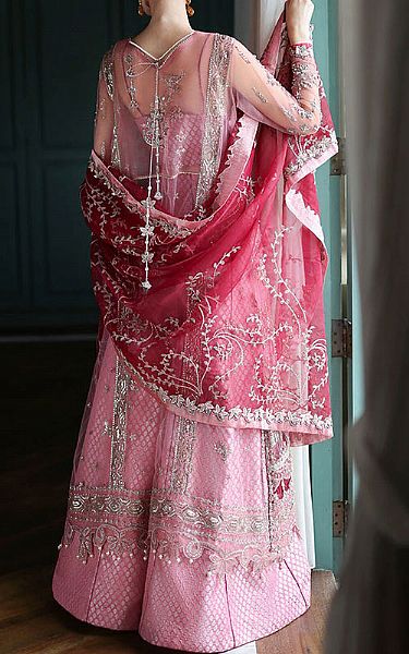 Mushq Pink Net Suit | Pakistani Embroidered Chiffon Dresses USA- Image 3