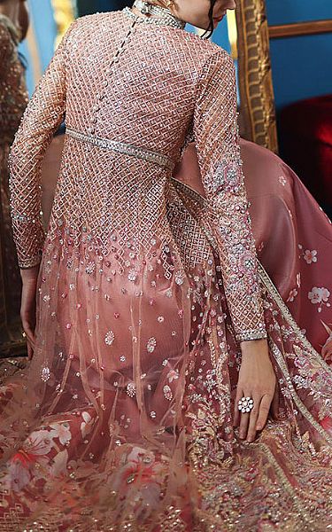 Mushq Tea Pink Net Suit | Pakistani Embroidered Chiffon Dresses USA- Image 2