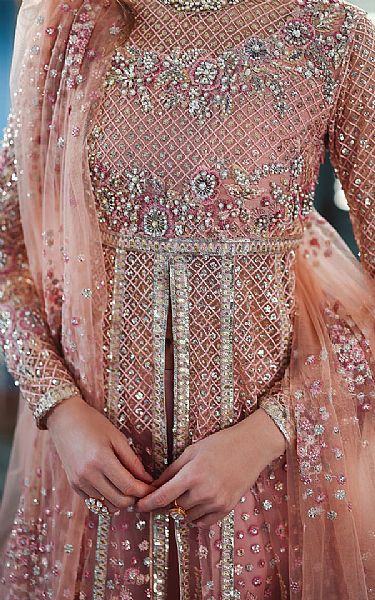 Mushq Tea Pink Net Suit | Pakistani Embroidered Chiffon Dresses USA- Image 3