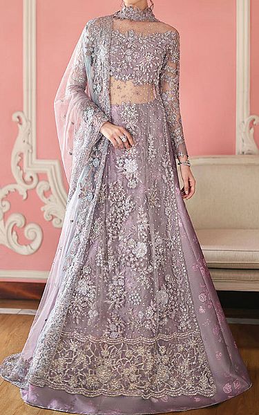 Mushq Lilac Net Suit | Pakistani Embroidered Chiffon Dresses USA- Image 1