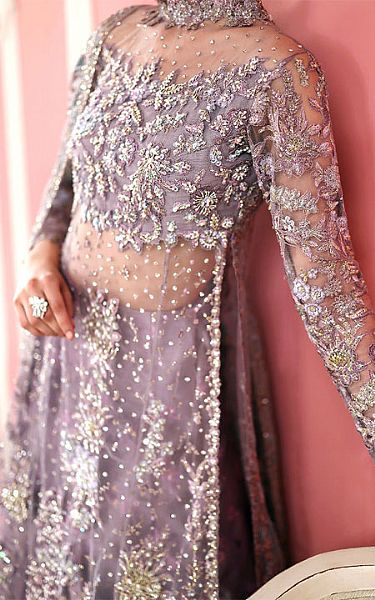 Mushq Lilac Net Suit | Pakistani Embroidered Chiffon Dresses USA- Image 2