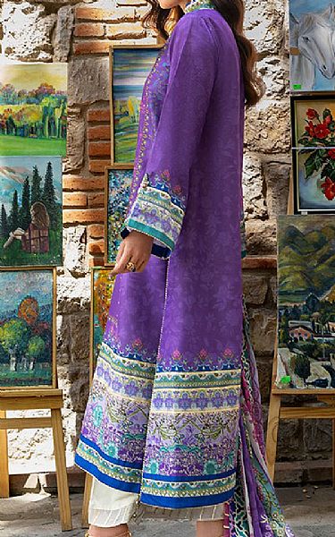 Mushq Purple Raw Silk Suit | Pakistani Embroidered Chiffon Dresses USA- Image 2