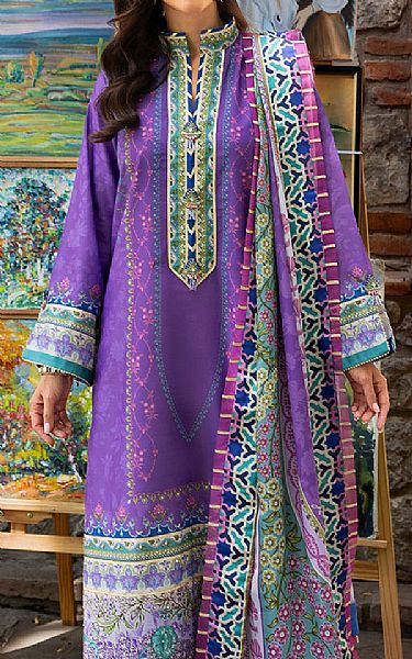 Mushq Purple Raw Silk Suit | Pakistani Embroidered Chiffon Dresses USA- Image 3