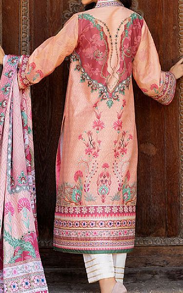 Mushq Peach Raw Silk Suit | Pakistani Embroidered Chiffon Dresses USA- Image 2