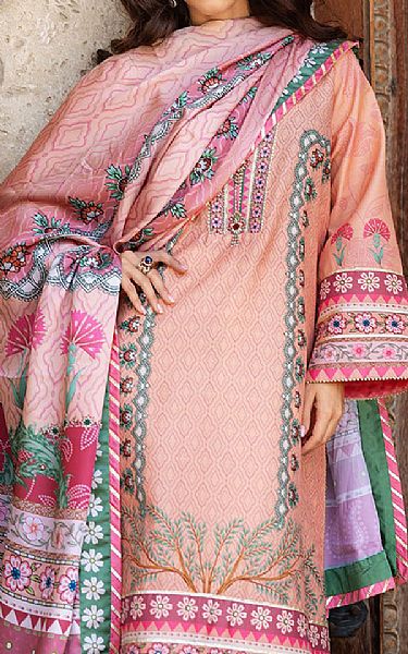 Mushq Peach Raw Silk Suit | Pakistani Embroidered Chiffon Dresses USA- Image 3