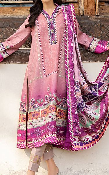 Mushq Sea Pink Raw Silk Suit | Pakistani Embroidered Chiffon Dresses USA- Image 1