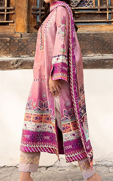 Mushq Sea Pink Raw Silk Suit | Pakistani Embroidered Chiffon Dresses USA- Image 2