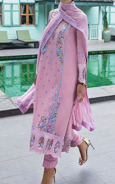 Mushq Lilac Raw Silk Suit | Pakistani Embroidered Chiffon Dresses USA- Image 1